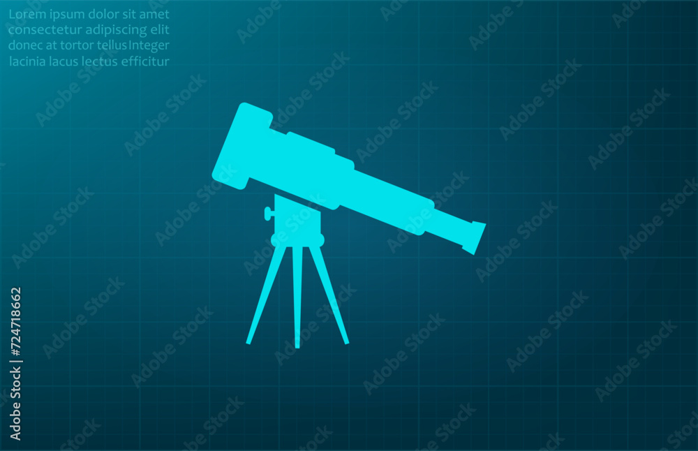 Telescope symbol. Vector illustration on blue background. Eps 10.