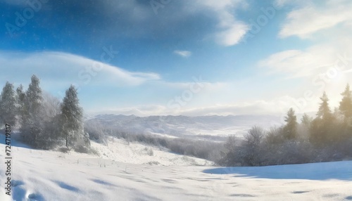 illustration of a winter wonderland landscape with snow © Kelsey