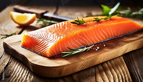 smoked salmon filet on wooden board
