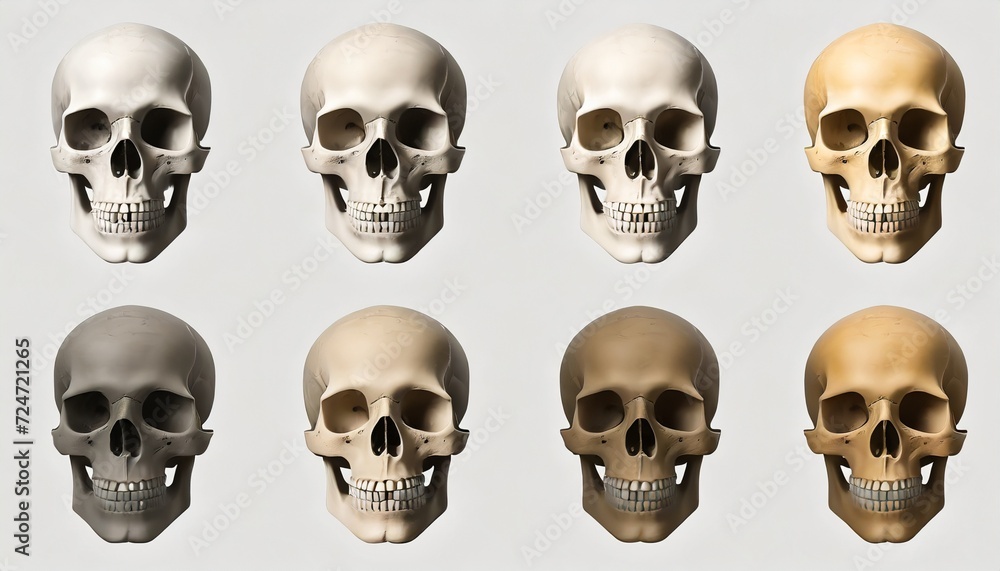 set of human skulls cut out