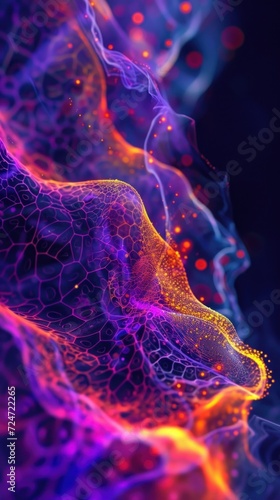 A beautiful fluorescent abstract organic micro alien organism