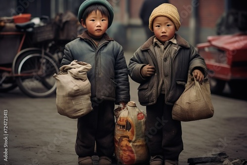 close up shot of kids selling food in street 
