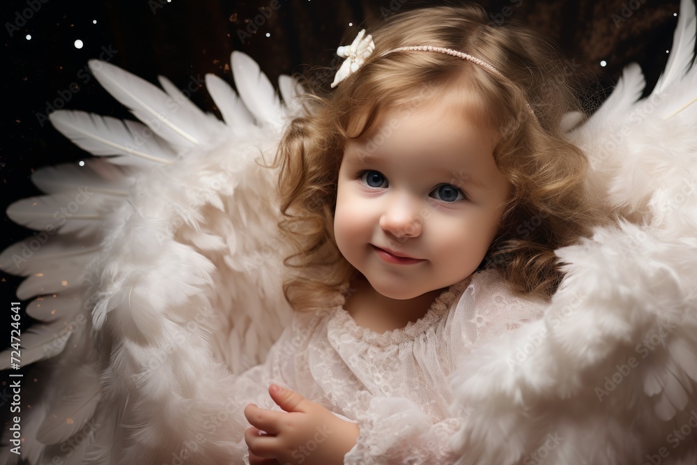 Angelic Child with Feathered Wings Portrait Angelic Child with Feathered Wings Portrait