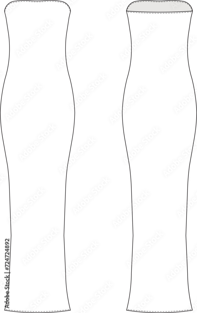 strapless sleeveless long maxi body-con dress gown template technical drawing flat sketch cad mockup fashion woman design style model strapless sleeveless long maxi body-con dress gown template technical drawing flat sketch cad mockup fashion woman design style model