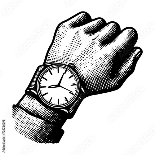 hand with wristwatch sketch