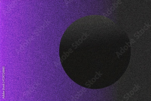 Purple Circle Burst: Amidst a backdrop of black and grey gradients suffused with extreme noise, a striking purple circle bursts forth, serving as a focal point in this abstract background,