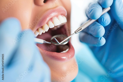 Below view of dentist during teeth examination photo