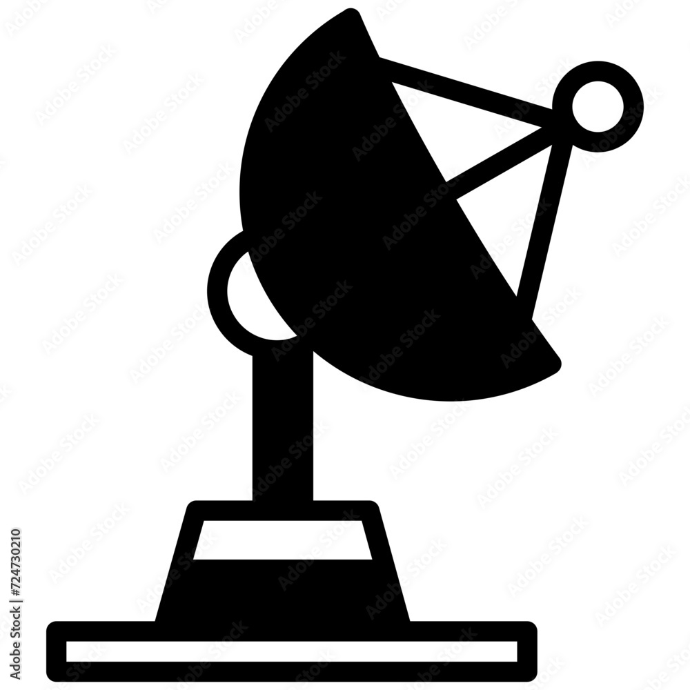 Satellite dish icon, solid glyph icon vector, black and white glyph icon symbol. Satellite dish icon, solid glyph icon vector, black and white glyph icon symbol.