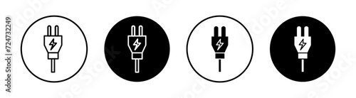 Electric plug flat line icon set. Electric plug Thin line illustration vector