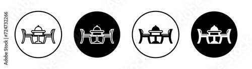 Dinner table flat line icon set. Dinner table Thin line illustration vector