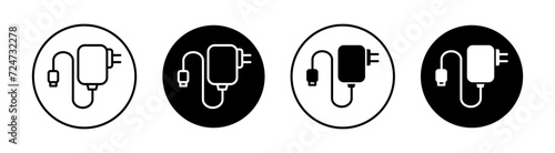 Charger flat line icon set. Charger Thin line illustration vector