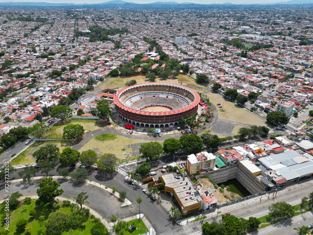Capturing Grandeur: High-Angle Shot of Bullring Nuevo Progreso in Guadalajara