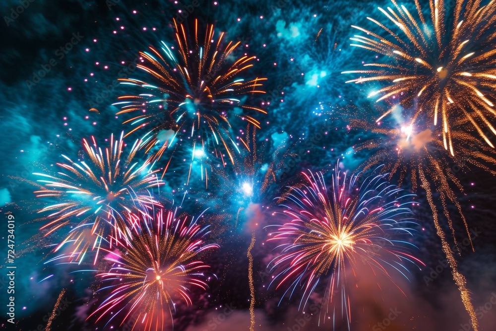 Fototapeta premium colorful fireworks at the sky