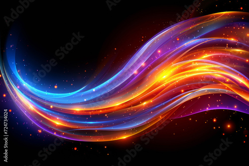 Abstract futuristic background with glowing wave shapes. Visualization of motion waves. Wallpaper or backdrop for modern projects