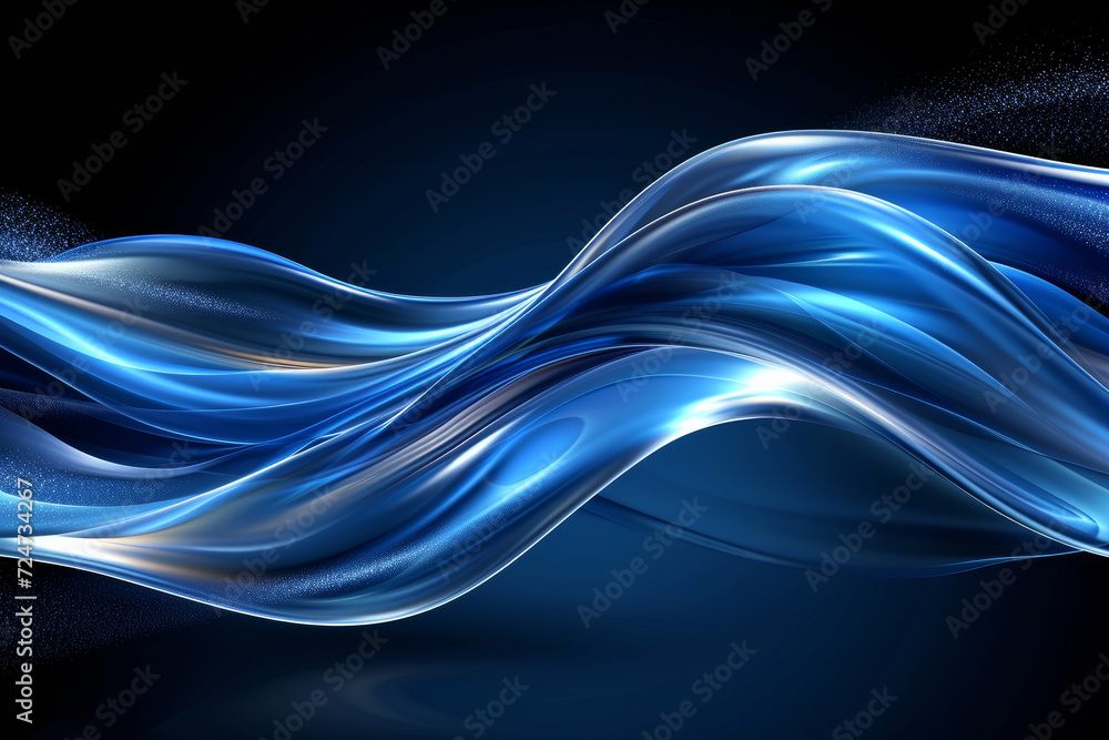 Obraz premium Abstract futuristic background with blue wave shapes. Visualization of motion waves. Wallpaper or backdrop for modern projects