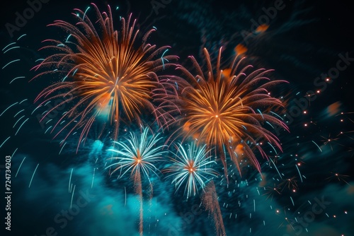 colorful fireworks at the sky