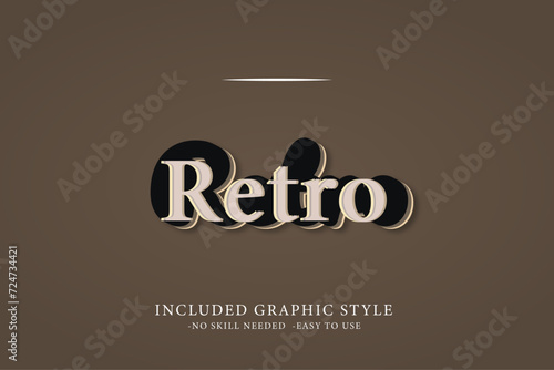 3D Editable Vector Typography, 3D Classic Template , Logo Mockup, Tittle Poster, Old Style Retro Text Effects and Graphic Style. photo