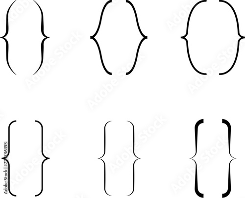 Curly braces, double symmetric brackets. Vector Typography symbols pair, frames for punctuation, maths, elements sign for text quote, mathematics.