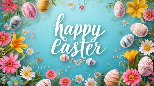 Banner with text happy easter