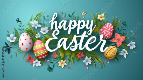 Banner with text happy easter © The Stock Photo Girl