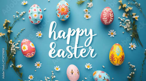 Banner with text happy easter