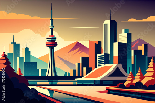 beautiful vector future city art town hail urban metropolis streets cartoon modern