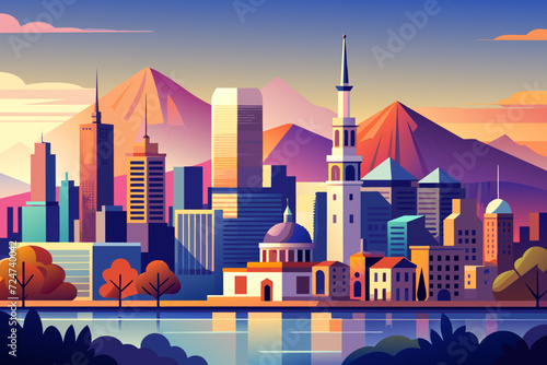 beautiful vector future city art town hail urban metropolis streets cartoon modern