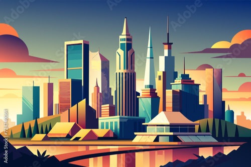 beautiful vector future city art town hail urban metropolis streets cartoon modern