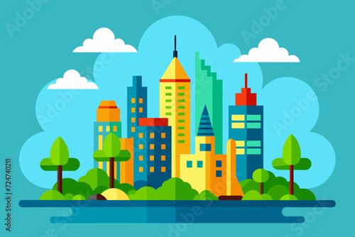 beautiful vector future city art town hail urban metropolis streets cartoon modern
