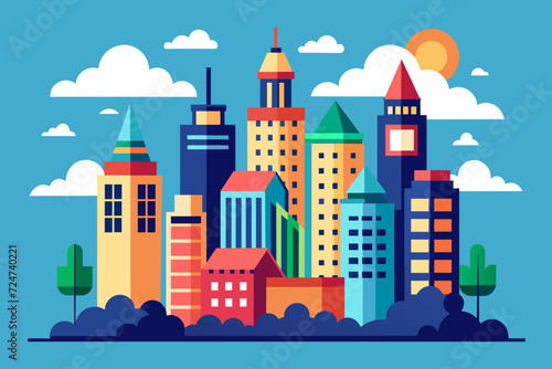beautiful vector future city art town hail urban metropolis streets cartoon modern