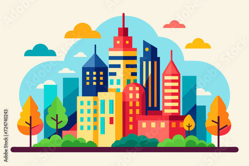 beautiful vector future city art town hail urban metropolis streets cartoon modern