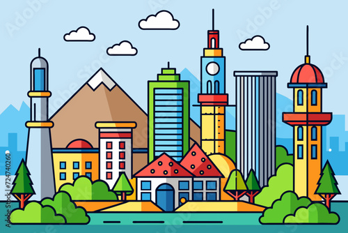 beautiful vector future city art town hail urban metropolis streets cartoon modern