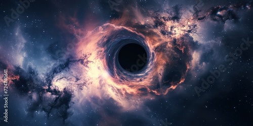 A cosmic black hole pulls in a vibrant nebula photo