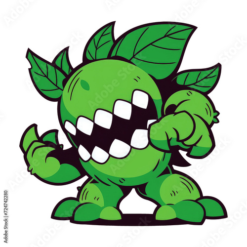 The plant monster cartoon. The scary monster plant with the sharp teeth design generative ai