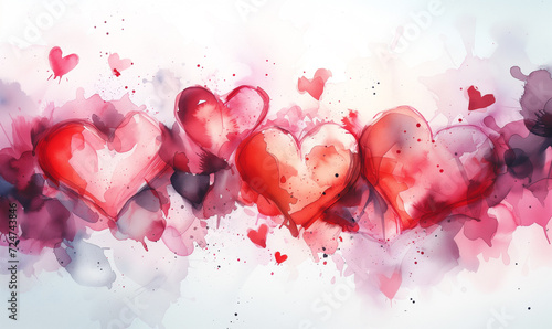 Valentines day abstract illustration with heartshaped elements and vibrant color