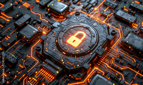 Abstract cyber security privacy lock technology background. Computer network connection.
