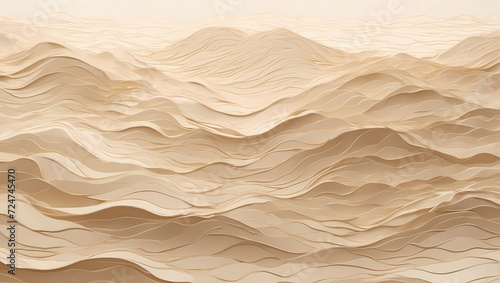 Soft beige waves and ripples in a layered pattern, evoking a sense of tranquility and calmness. © xKas