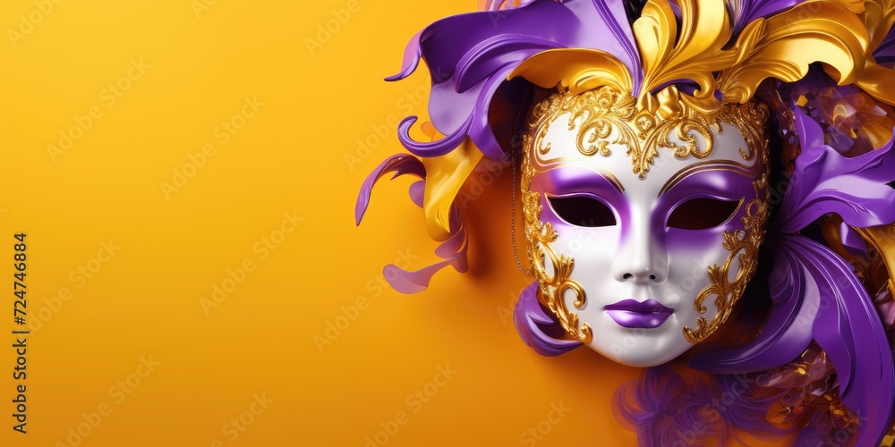 Venice Carnival masks set against a colorful backdrop.
