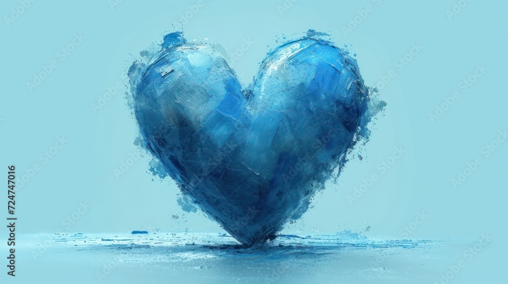 a painting of a blue heart on a light blue background with a splash of water on the bottom of the heart and the bottom of the heart in the middle of the image. a painting of a blue heart on a light blue background with a splash of water on the bottom of the heart and the bottom of the heart in the middle of the image.