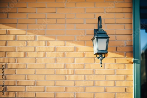 outdoor wall lights casting shadows onto a brick wall