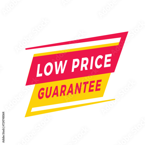 Low price guarantee sign, red label for banner modern style. Vector design template.