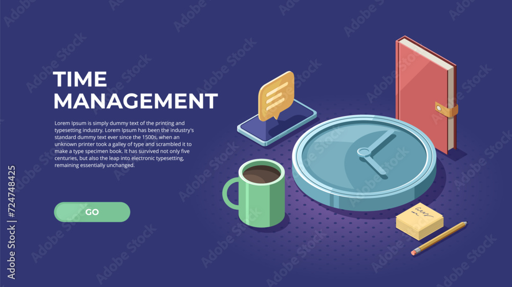 Time management concept planning, organization, working time. Vector ...