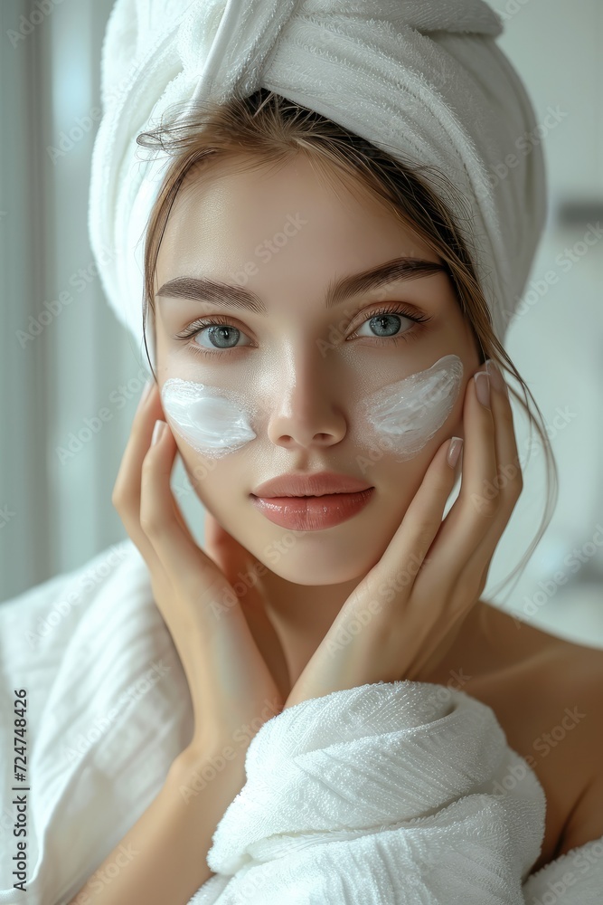 Keep your skin healthy, Cropped portrait of a beautiful young woman applying moisturizer to her skin in the bathroom at home. Generative AI.