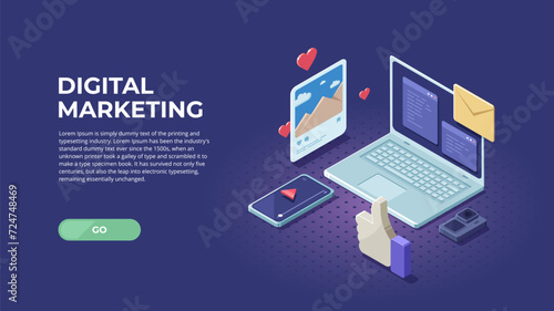Concept for Digital marketing vector icon