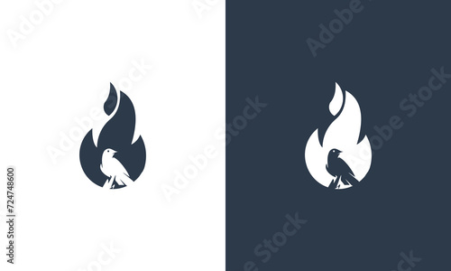 birds and fire abstract logo design vector