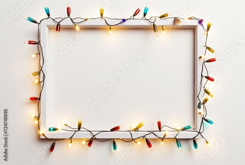 LED garland lights beautifully enhancing the ambiance of the wooden frame and planks.