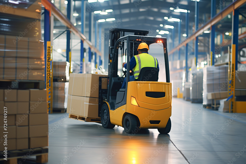 Warehouse Dynamics, Forklift Operator in Action, Streamlined Logistics Warehouse Dynamics, Forklift Operator in Action, Streamlined Logistics
