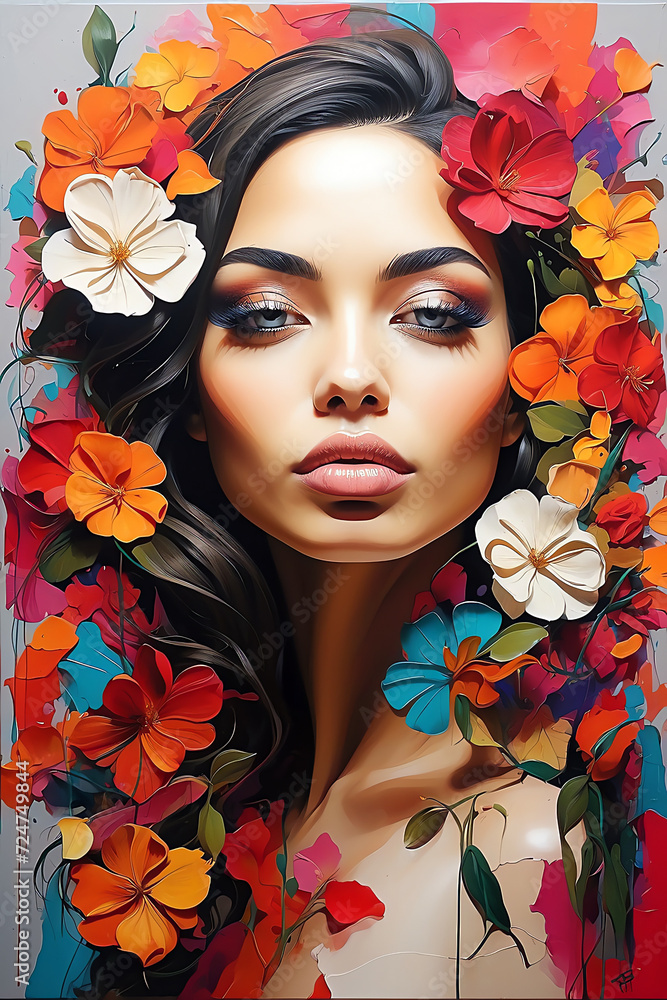 portrait of a woman with flowers portrait of a woman with flowers