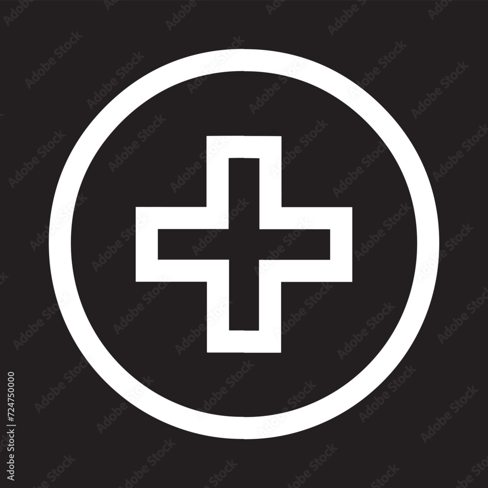 Add icon vector. Plus icon sign symbol vector. Medical cross vector icon illustration isolated on black background Add icon vector. Plus icon sign symbol vector. Medical cross vector icon illustration isolated on black background