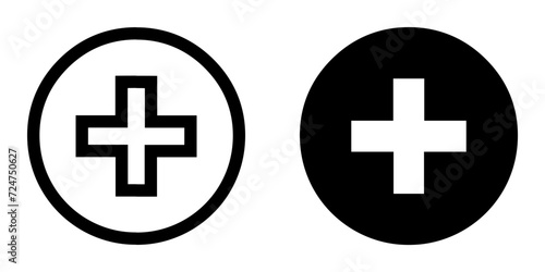 Add icon vector. Plus icon sign symbol vector. Medical cross vector icon illustration isolated on white background